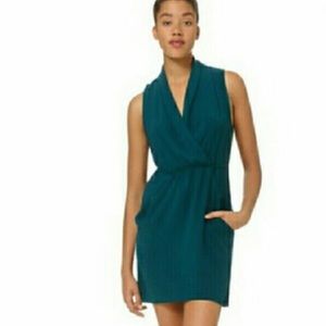 Aritzia Teal Sleeveless Wrap Mini Dress